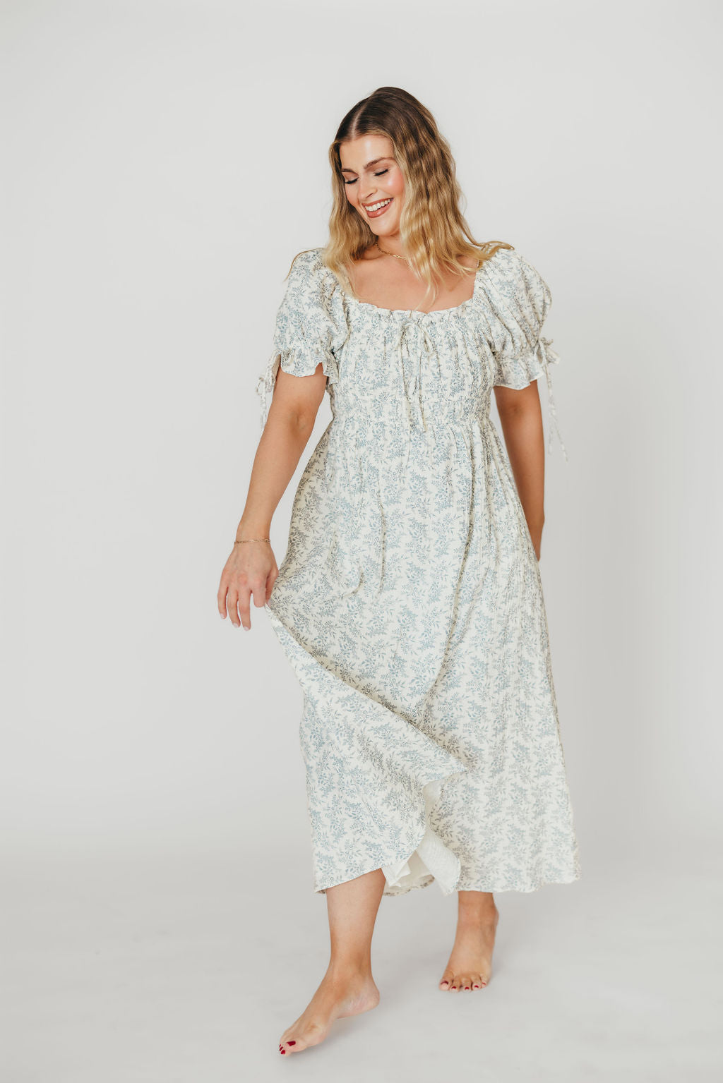 100% Cotton Savanna Steppe Dress in Blue- Bump Friendly & Inclusive Sizing