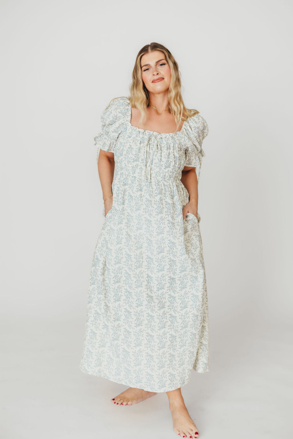 100% Cotton Savanna Steppe Dress in Blue- Bump Friendly & Inclusive Sizing
