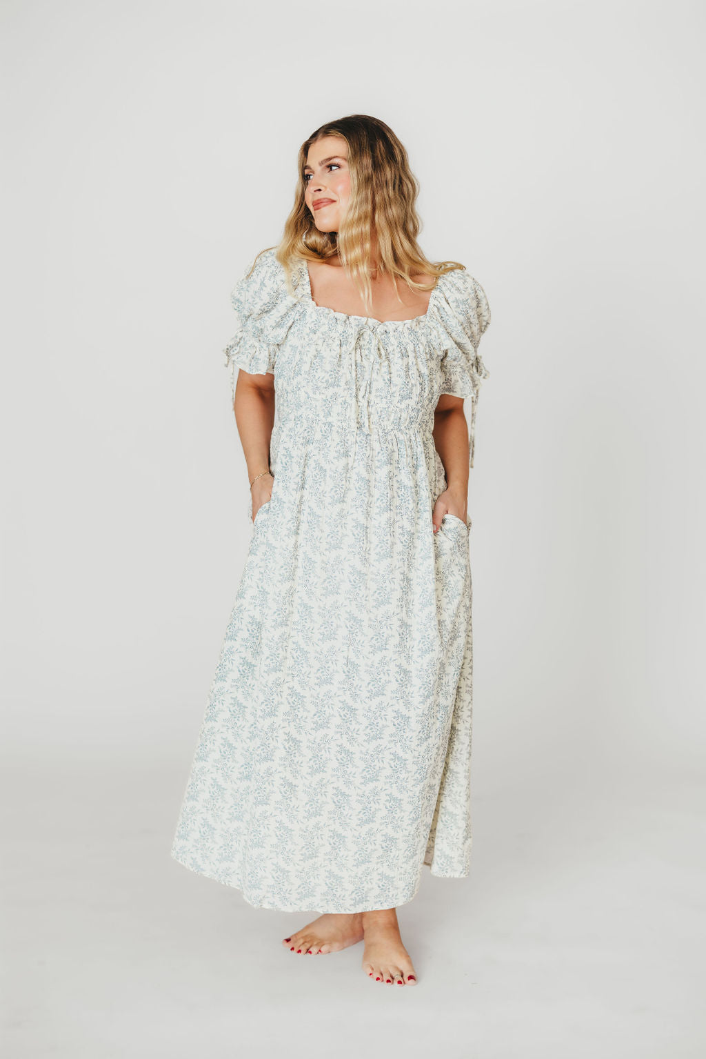 100% Cotton Savanna Steppe Dress in Blue- Bump Friendly & Inclusive Sizing