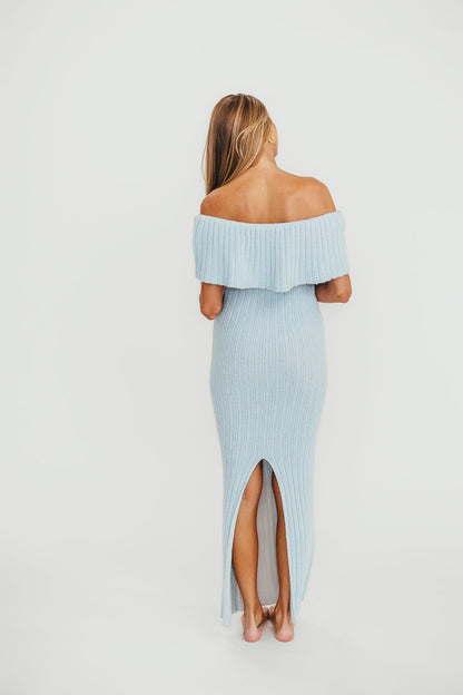 Aston Bow Front Maxi Sweater Dress in Ice Metal– Bump Friendly & Inclusive Sizing (S-3XL)