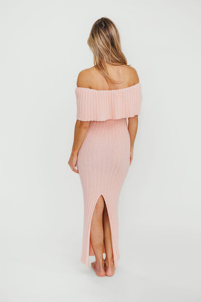 Aston Bow Front Maxi Sweater Dress in Pinkish Petal – Bump Friendly & Inclusive Sizing (S-3XL)