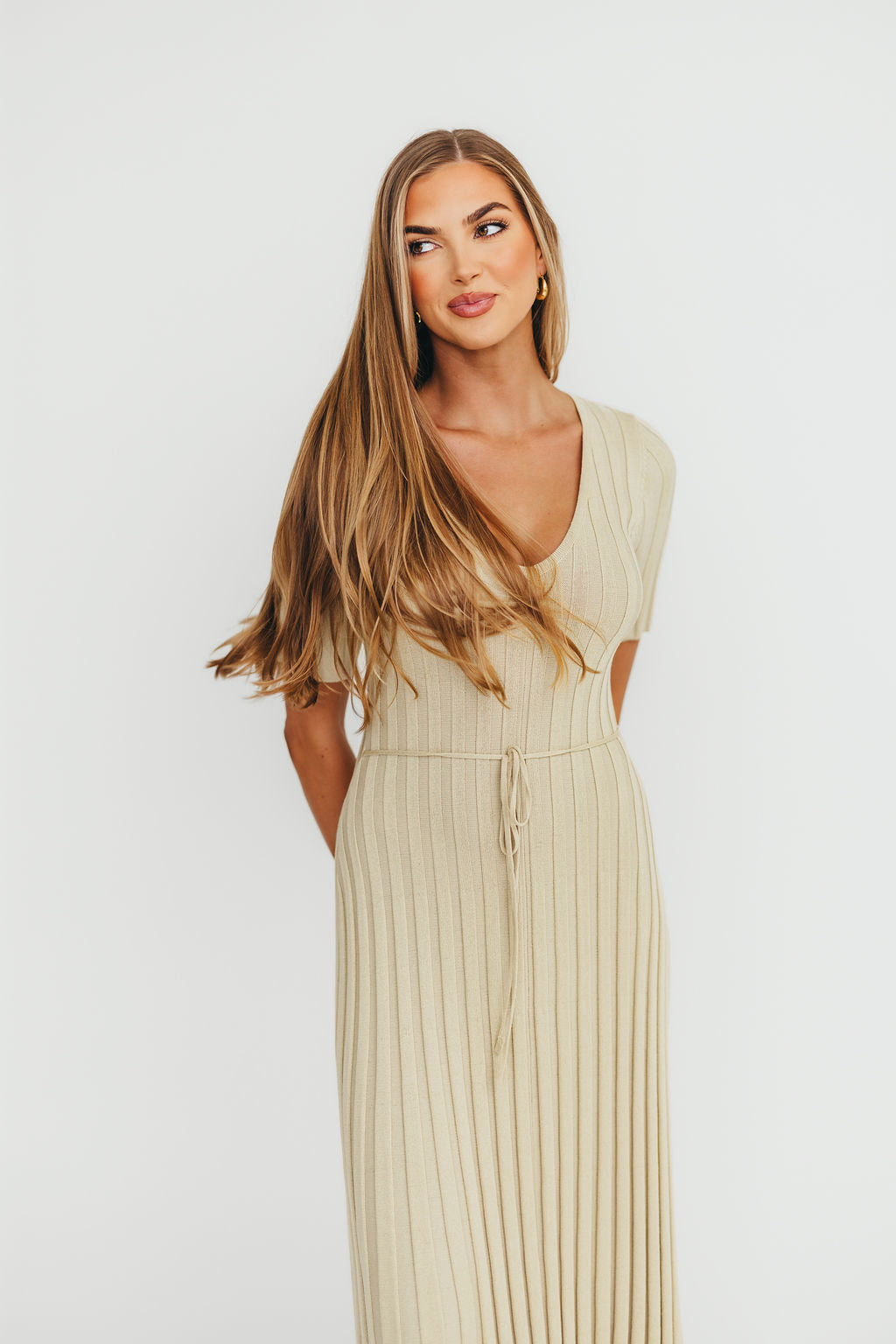Oakley Ribbed Maxi Dress in Dusty Lime - Bump Friendly