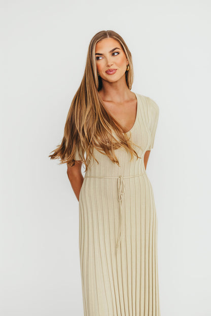 Oakley Ribbed Maxi Dress in Dusty Lime - Bump Friendly