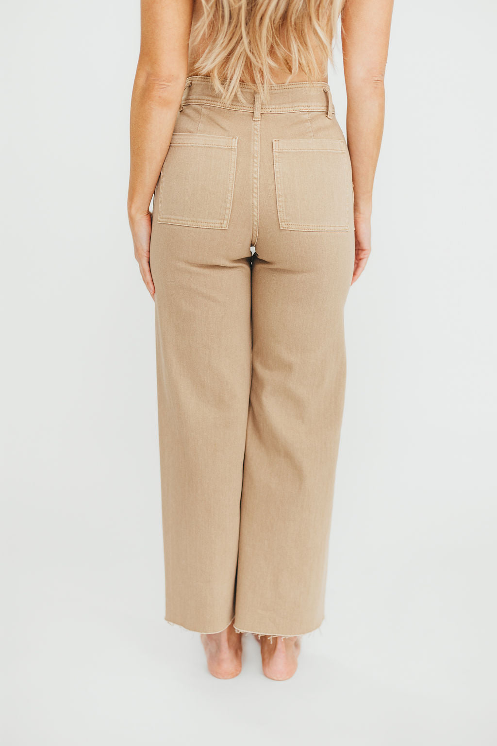 Dean Dye & Wash Cotton Stretch Wide-Leg Pants in Artichoke