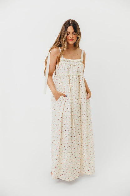 Ellery Tank Maxi Dress with Bow Straps in Primrose - Bump Friendly