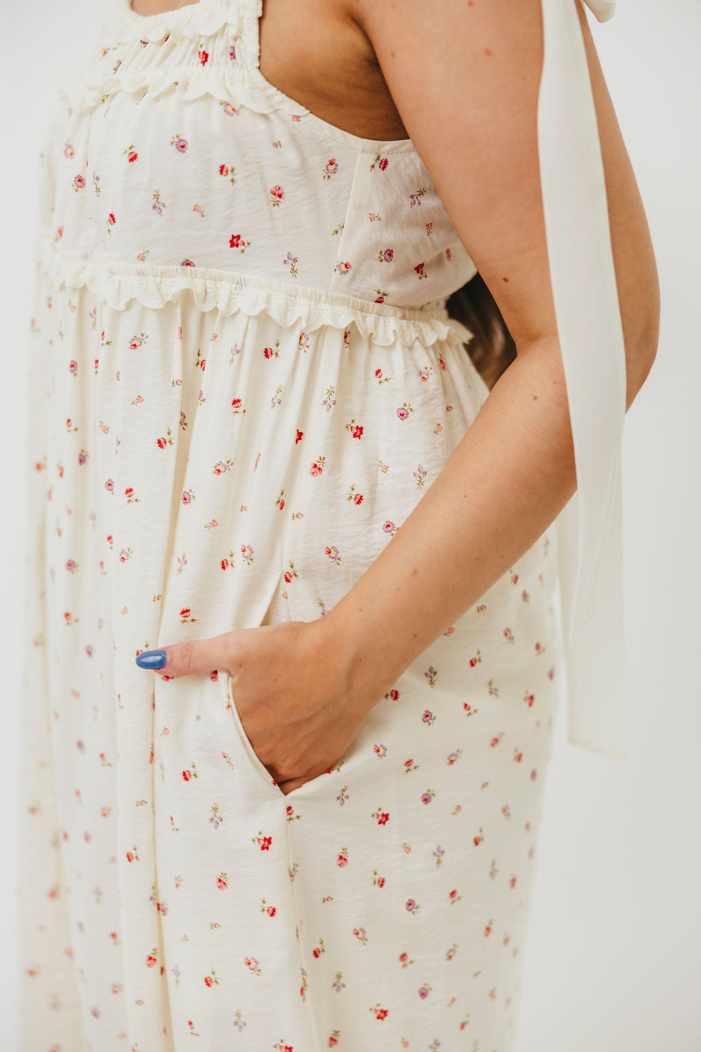 Ellery Tank Maxi Dress with Bow Straps in Primrose - Bump Friendly