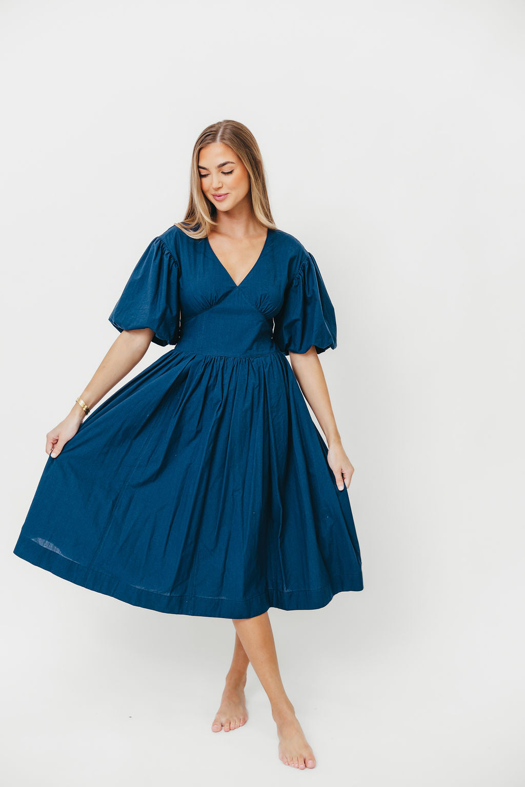 Gayle Midi Dress in Dark Navy