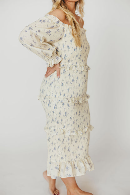 The Chloe Midi Dress in Blue - Bump Friendly