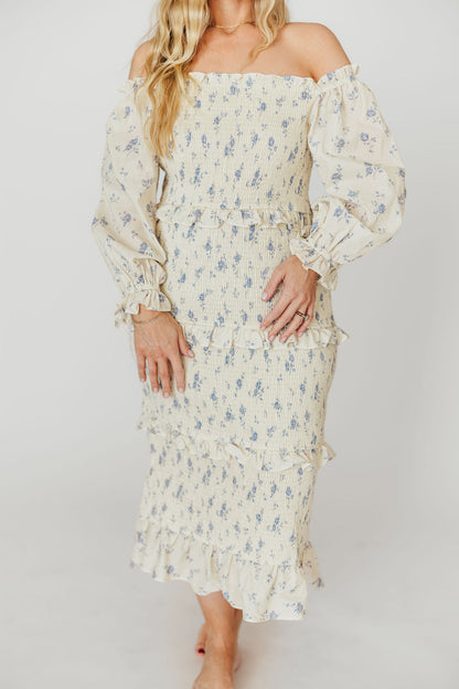 The Chloe Midi Dress in Blue - Bump Friendly