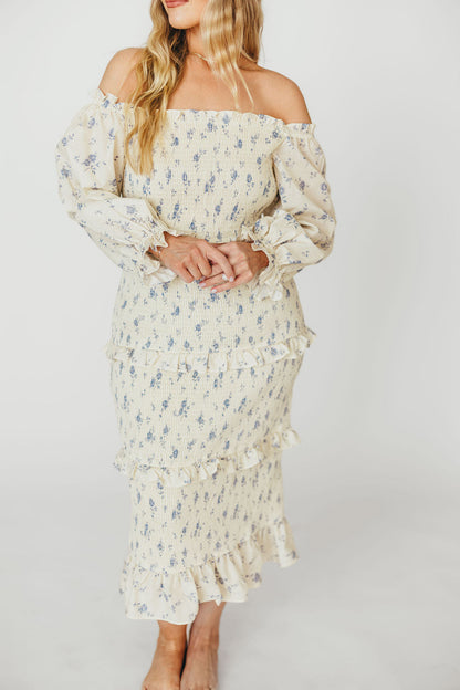 The Chloe Midi Dress in Blue - Bump Friendly