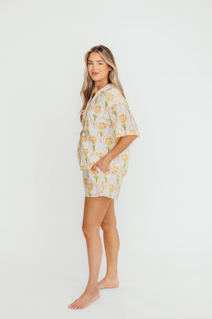 Catarina 100% Cotton Shirt & Shorts Set in Floral