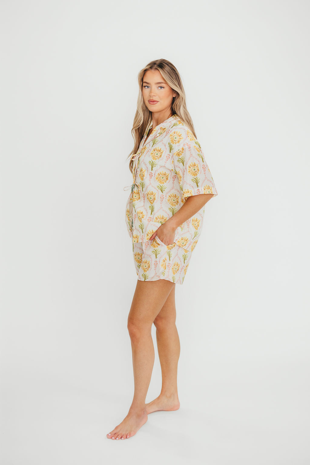 Catarina 100% Cotton Shirt & Shorts Set in Floral
