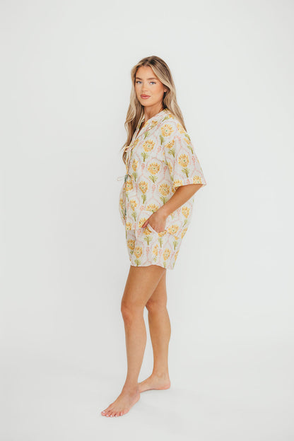 Catarina 100% Cotton Shirt & Shorts Set in Floral