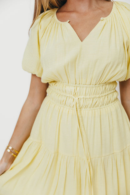 Pamela Elegant Tiered Maxi Dress in Light Yellow