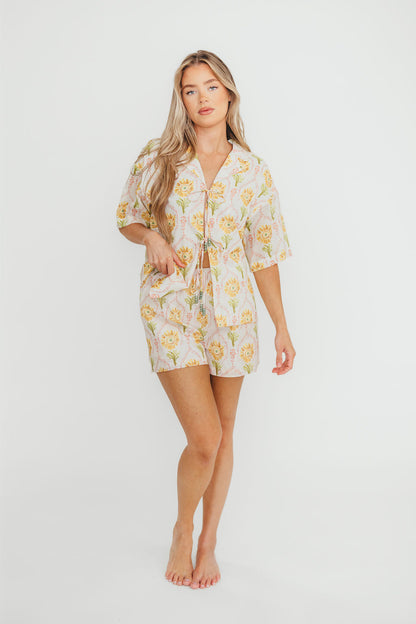 Catarina 100% Cotton Shirt & Shorts Set in Floral