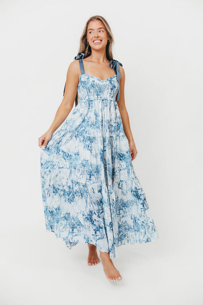 Crawford Sleeveless Tie Shoulder Maxi Dress in Porcelain