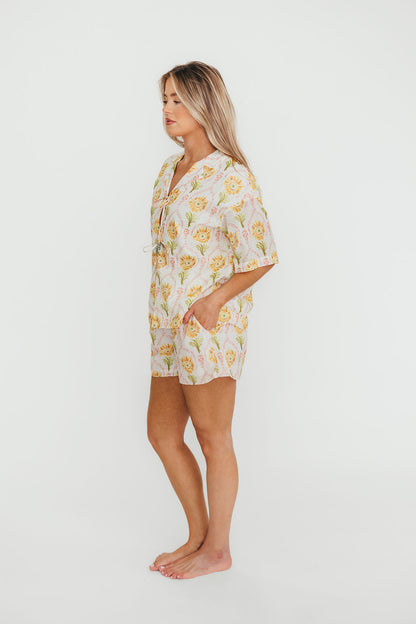 Catarina 100% Cotton Shirt & Shorts Set in Floral