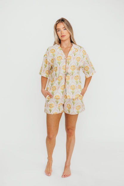 Catarina 100% Cotton Shirt & Shorts Set in Floral