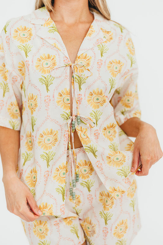 Catarina 100% Cotton Shirt & Shorts Set in Floral