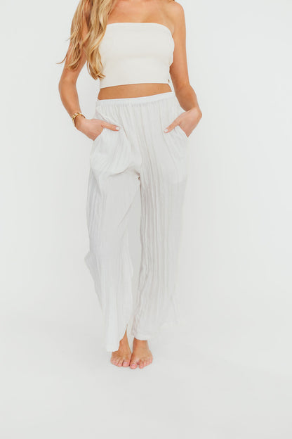 Harmony Crinkle Fabric Pants in Milk (Please see description)