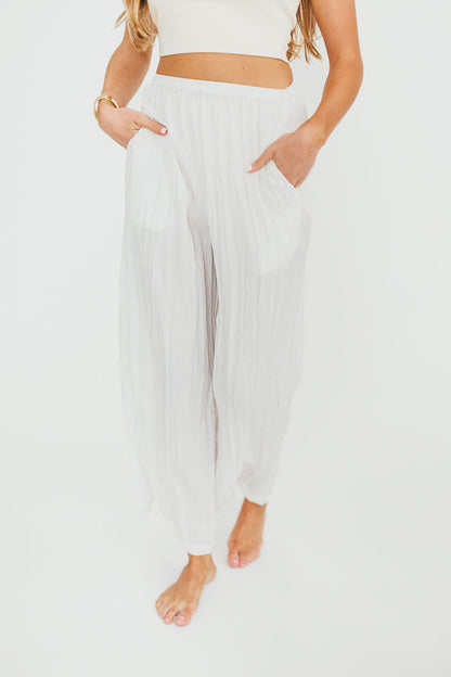 Harmony Crinkle Fabric Pants in Milk (Please see description)