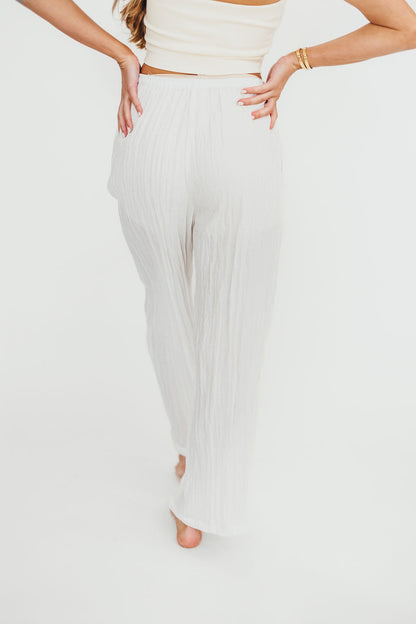 Harmony Crinkle Fabric Pants in Milk (Please see description)