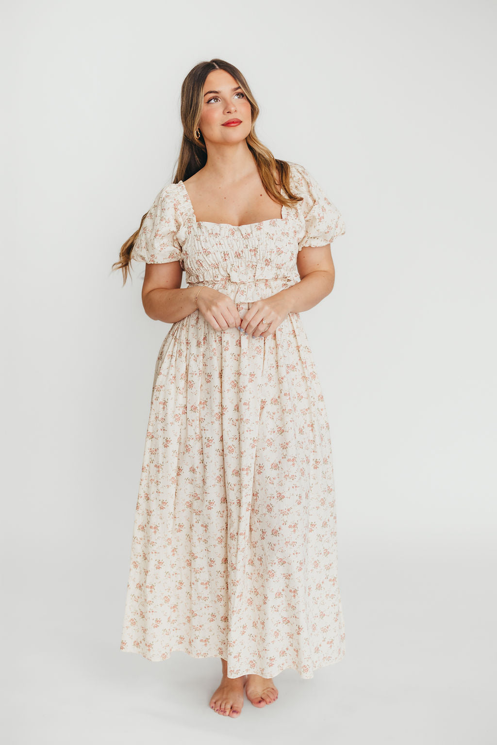 Finley 100% Cotton Peplum Midi Dress in Petal Pink - Bump & Nursing Friendly