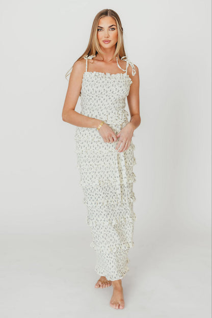 Harley Maxi Dress in Gray Floral - Bump Friendly