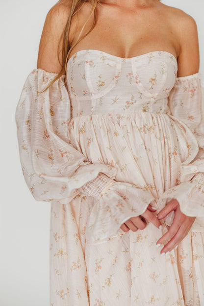 Delilah Maxi Dress with Train in Peach - Bump Friendly (XS-3XL)