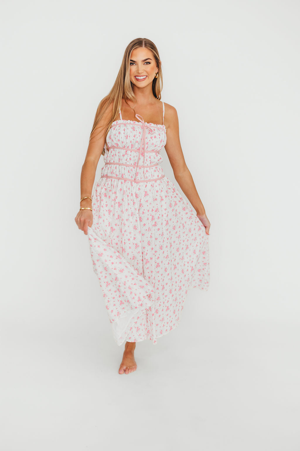 Vanessa Midi Dress in Pink