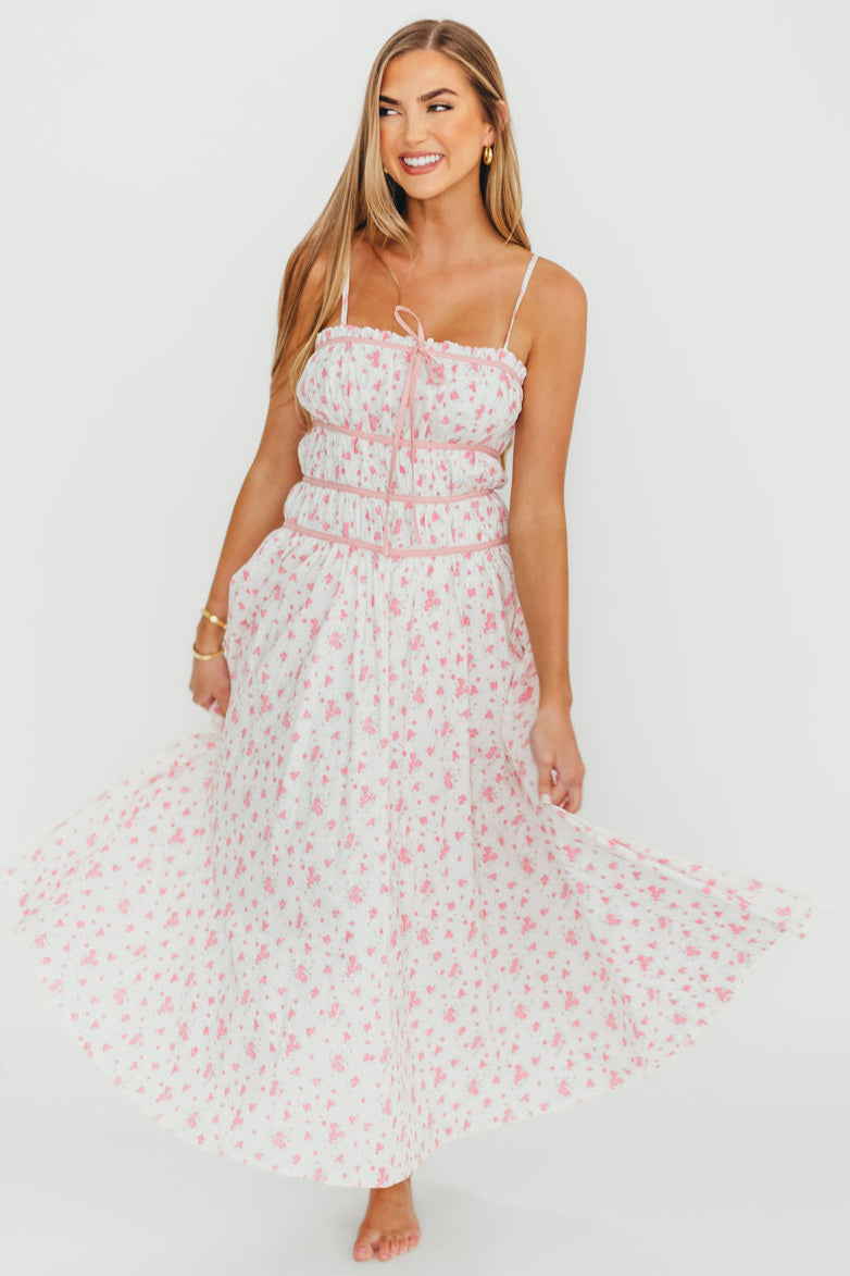 Vanessa Midi Dress in Pink