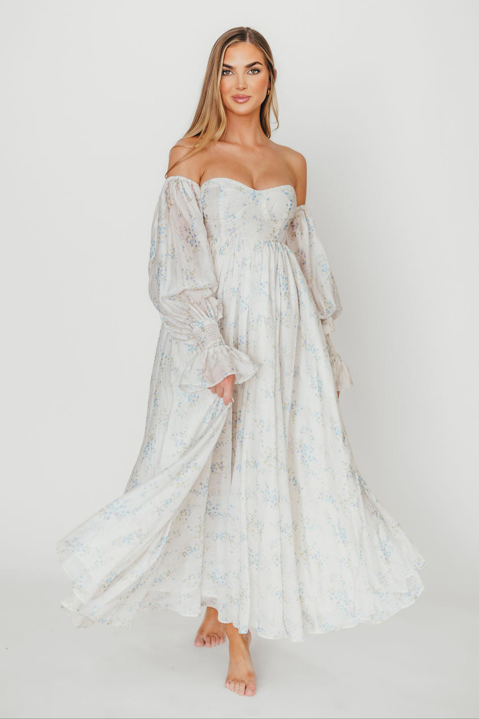 Dear Skye Floral Dress in Blue