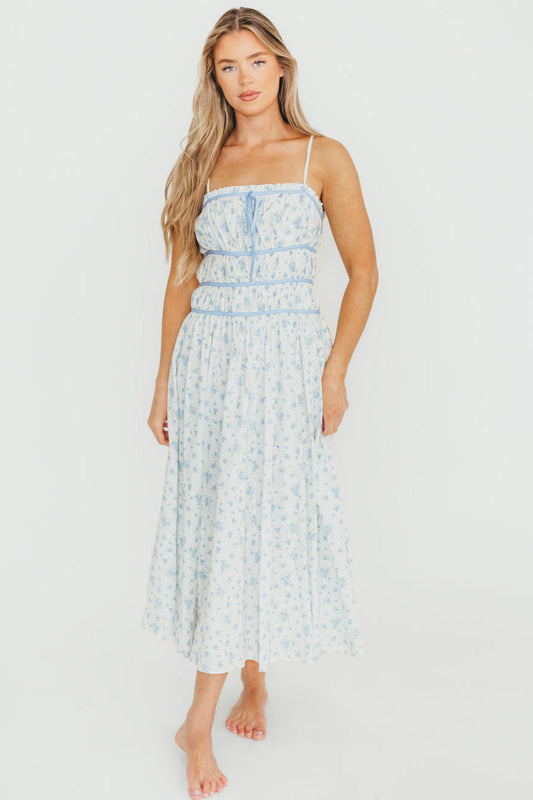 Vanessa Midi Dress in Blue