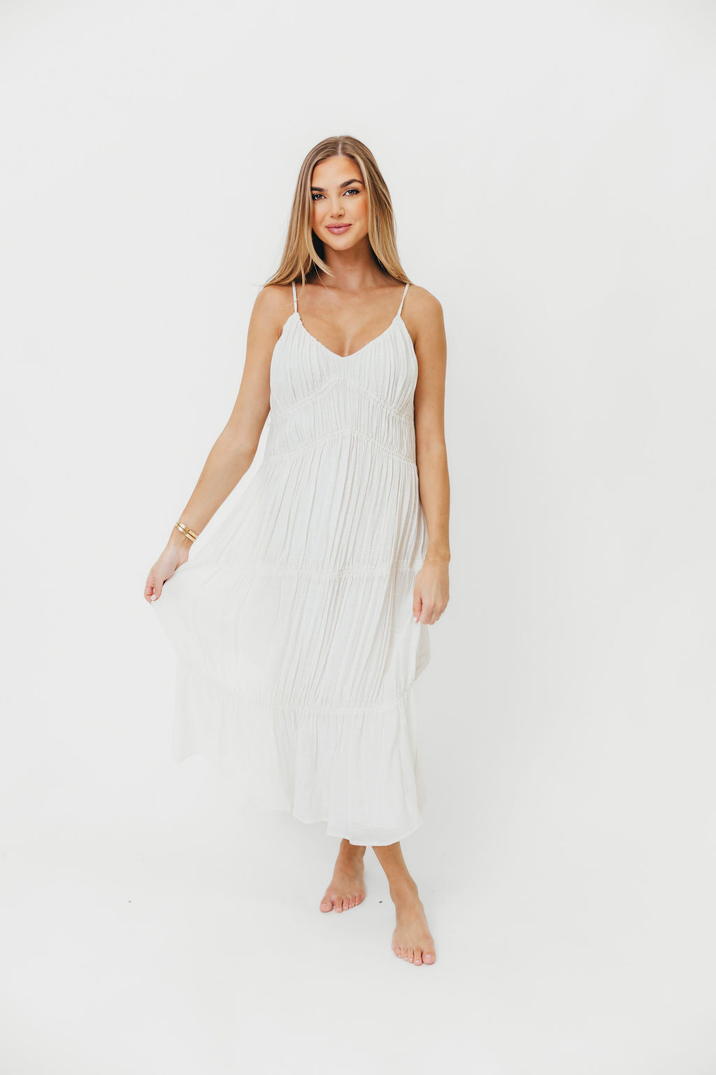 The Kendra Midi Dress in Cream