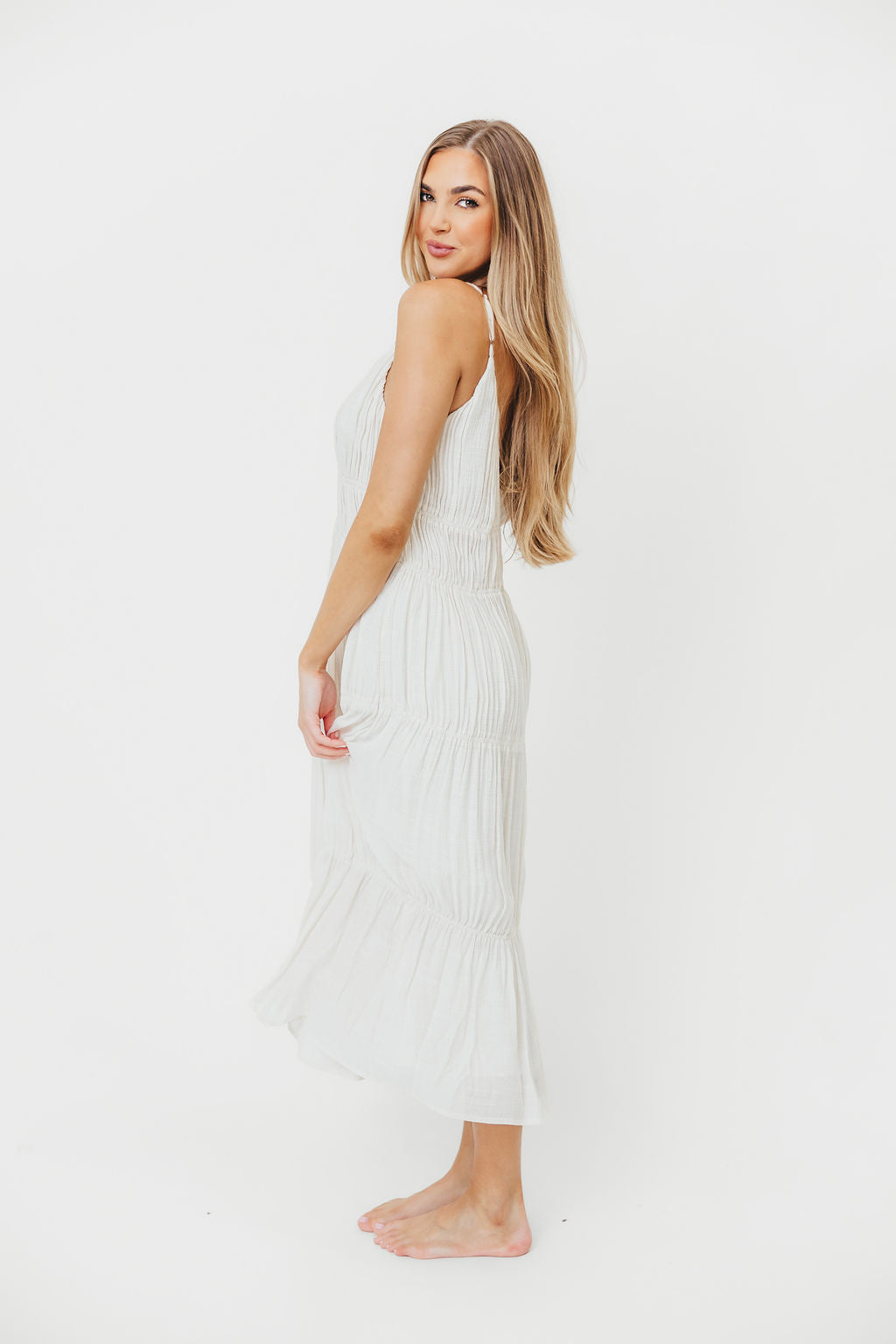 The Kendra Midi Dress in Cream