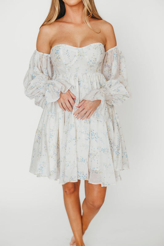 Kennedy Floral Mini Dress in Blue- Bump Friendly