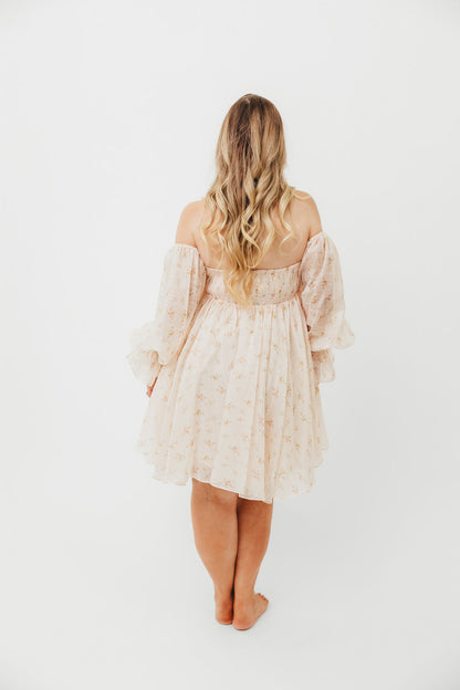 Kennedy Floral Mini Dress in Cream- Bump Friendly