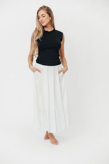 The Cairo Midi Dress in Black/Cream