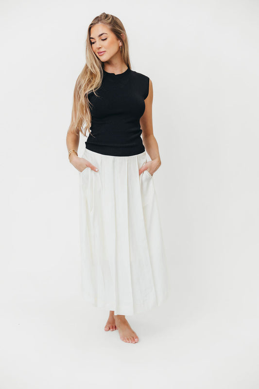 The Cairo Midi Dress in Black/Cream