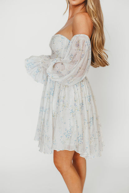 Kennedy Floral Mini Dress in Blue- Bump Friendly