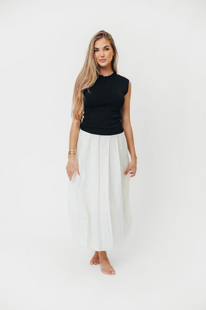 The Cairo Midi Dress in Black/Cream