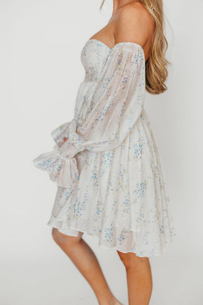 Kennedy Floral Mini Dress in Blue- Bump Friendly