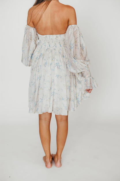 Kennedy Floral Mini Dress in Blue- Bump Friendly