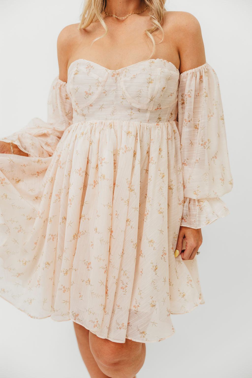 Kennedy Floral Mini Dress in Cream- Bump Friendly