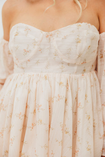 Kennedy Floral Mini Dress in Cream- Bump Friendly