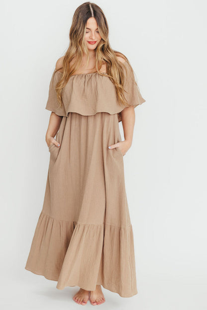 Josie 100% Cotton Maxi Dress in Dry Thyme - Bump & Nursing Friendly