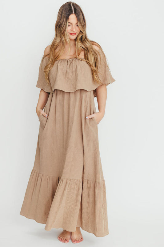 Josie 100% Cotton Maxi Dress in Dry Thyme - Bump & Nursing Friendly
