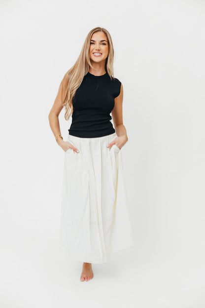 The Cairo Midi Dress in Black/Cream