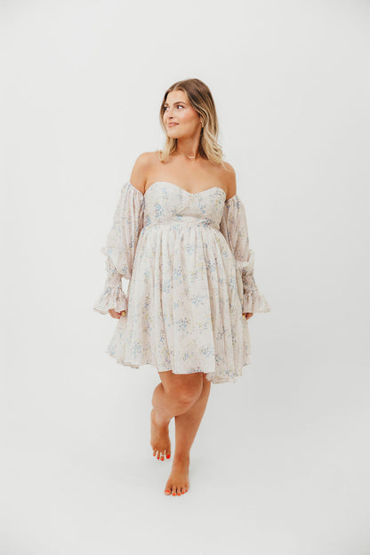 Kennedy Floral Mini Dress in Blue- Bump Friendly