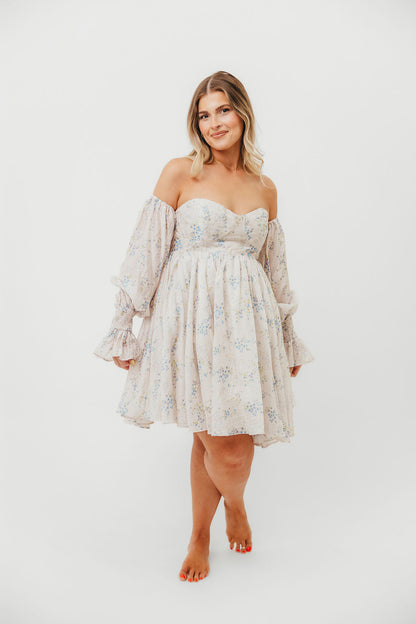 Kennedy Floral Mini Dress in Blue- Bump Friendly